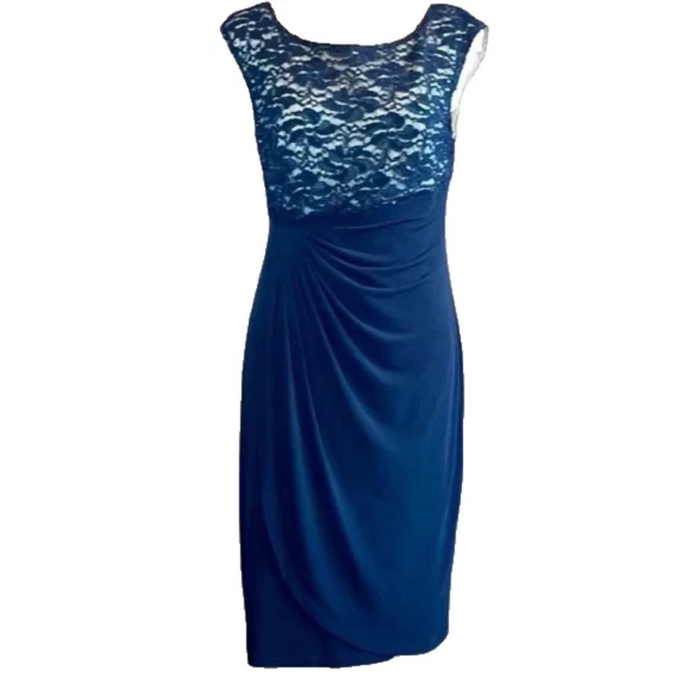 Connected Apparel Knee Length Black Lace Dress Size 10